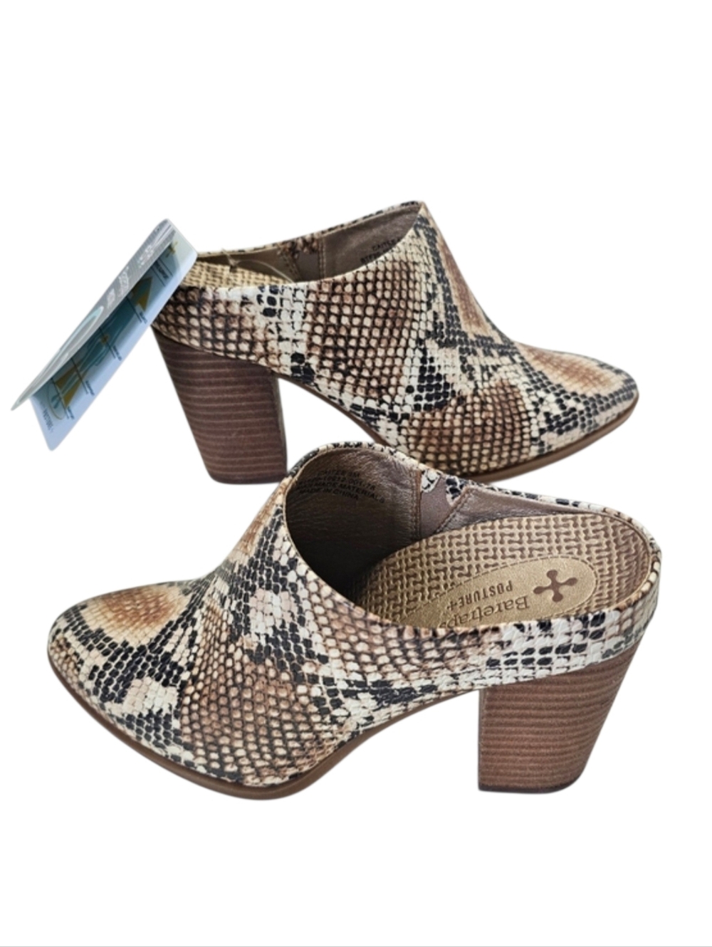 Baretraps Posture Caitee Snake Print Mules Mobwife Sz 8M